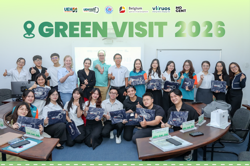 UEH đón tiếp Trường Đại học Quy Nhơn và Trường Đại học Khoa học Ứng dụng và Nghệ thuật HOGENT đến tham quan Mô hình Living Lab UEH Green Campus
