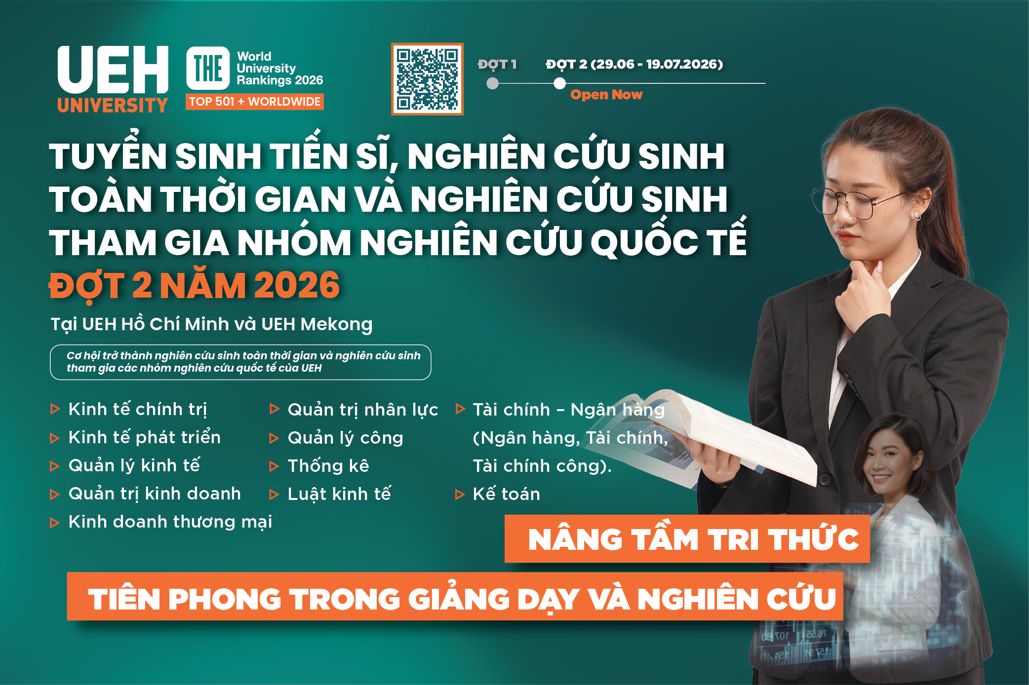Đại học Kinh tế Thành phố Hồ Chí Minh – UEH tuyển sinh Chương trình đào tạo Tiến sĩ Đợt 2 năm 2026: Cơ hội gia nhập Hệ sinh thái học thuật quốc tế UEH