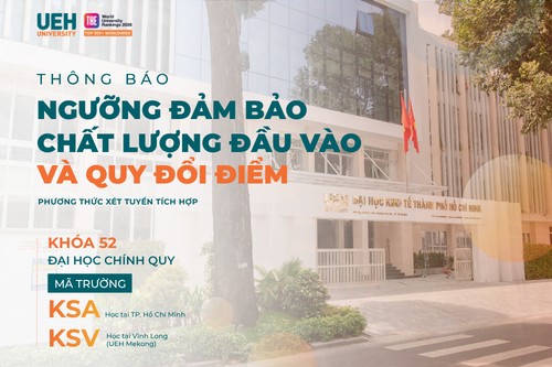 UEH công bố ngưỡng đảm bảo chất lượng đầu vào, quy đổi điểm giữa các kỳ thi và ra mắt công cụ hỗ trợ tính điểm trong phương thức xét tuyển tích hợp Khóa 52 Đại học chính quy năm 2026