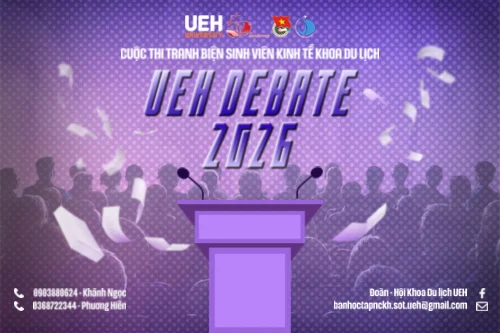 Cuộc thi Tranh biện Sinh viên Kinh tế – UEH DEBATE 2026 Khoa Du lịch